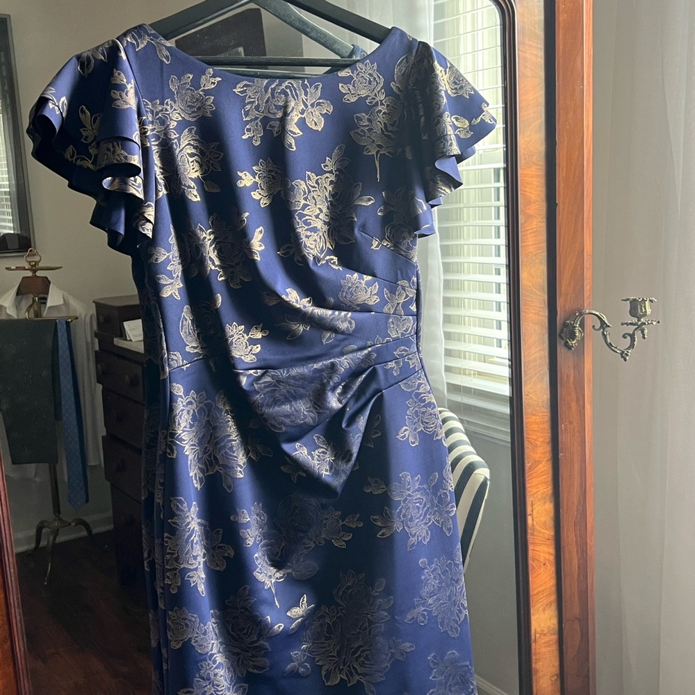 Elegant Navy Blue Floral Dress
